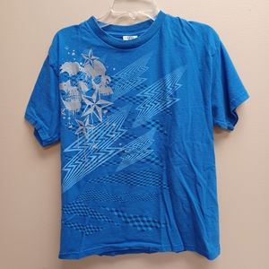 Silver skull blue t shirt